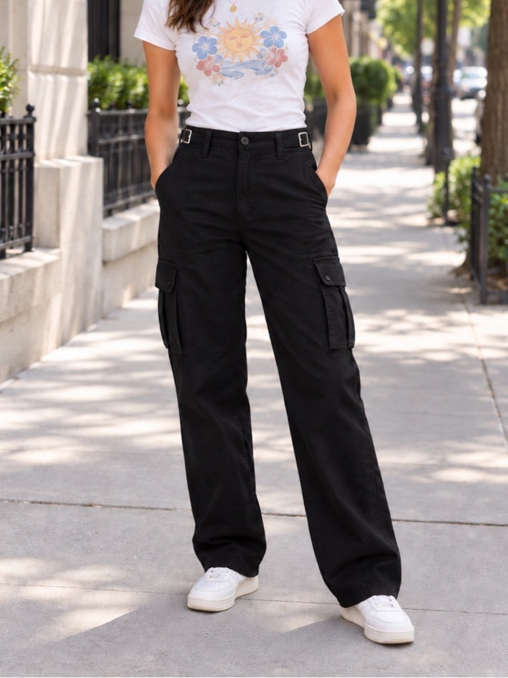 TNA Aritzia Supply Cargo Pants Black 100% Cotton 2 Waist 29" Y2K Skate